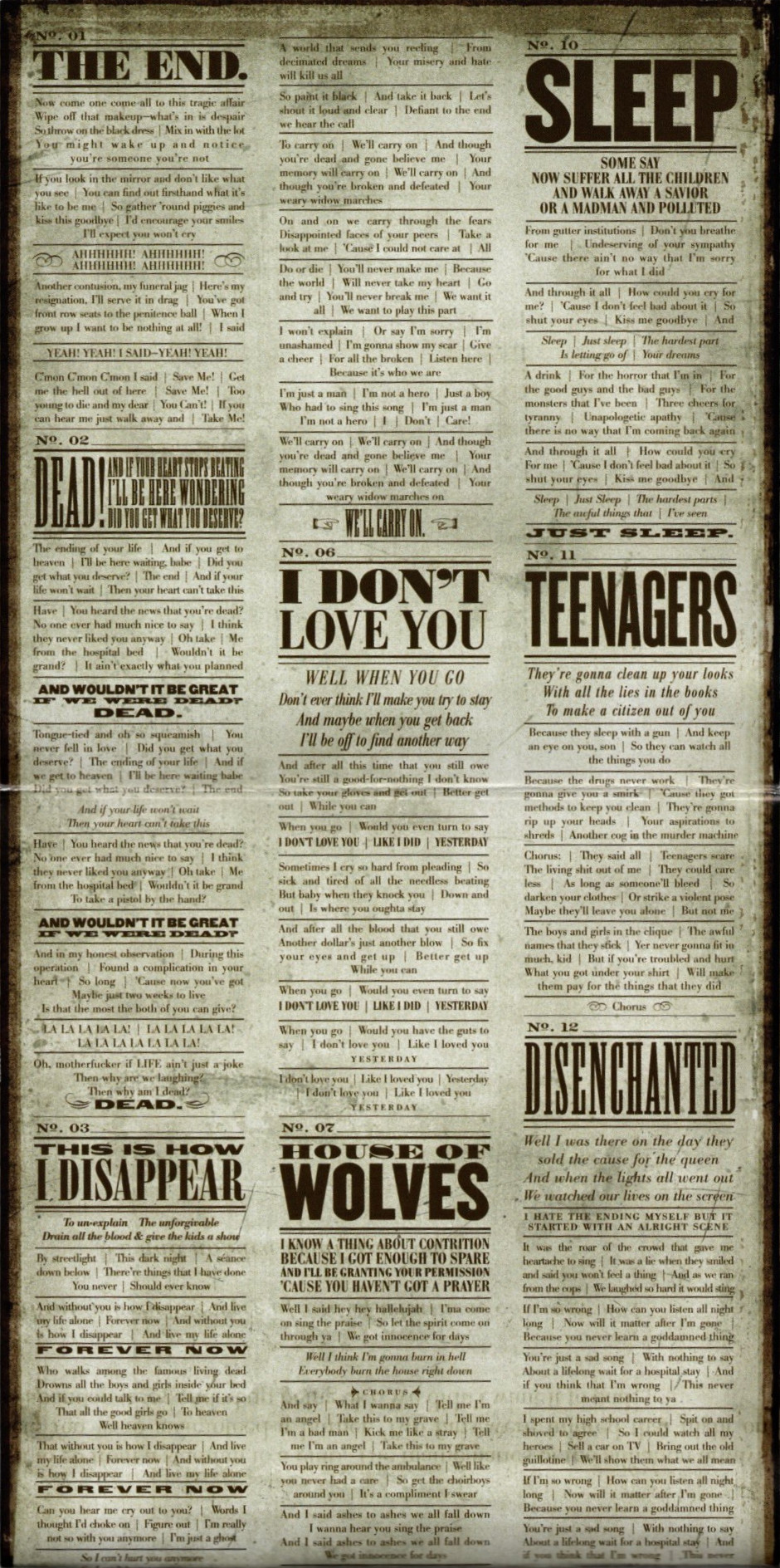 the black parade by my chemical romance lyric pages 1 and 2